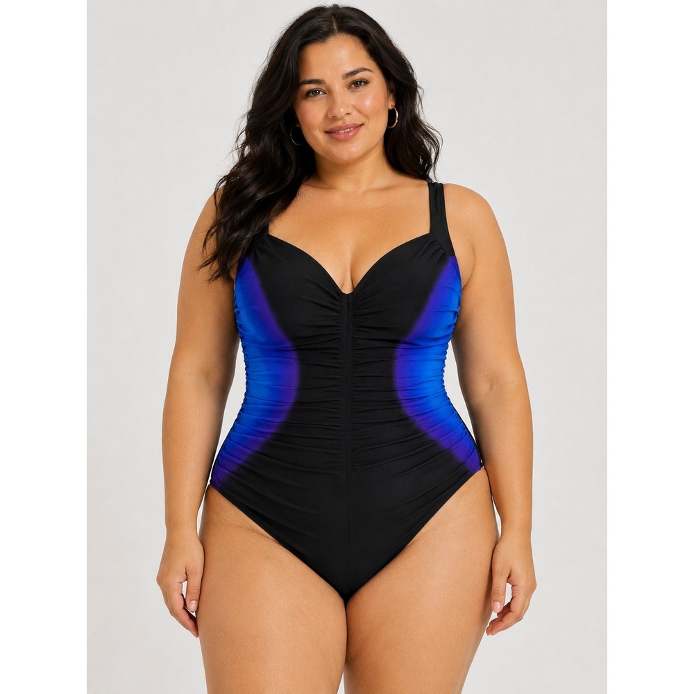 Miraclesuit One Piece Ruched Slimming Ombre Beachwear Resort Sz 10